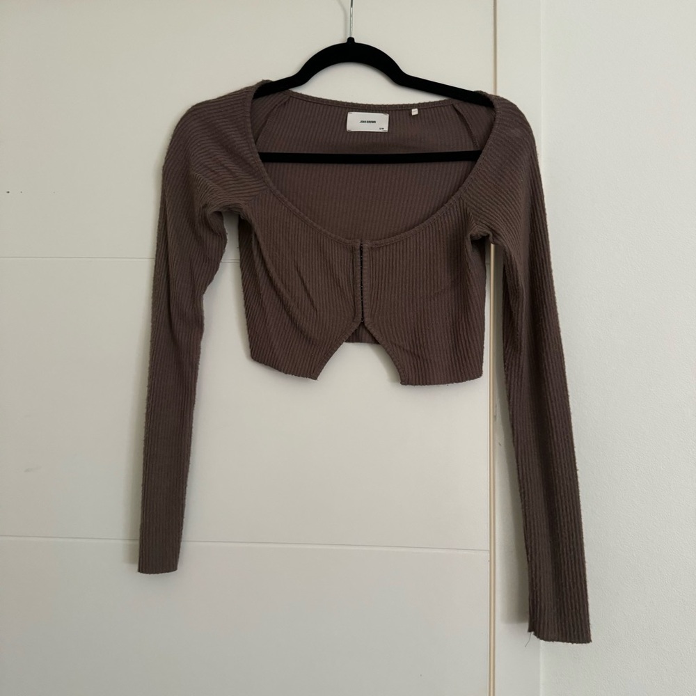 Brown Joah Brown Long Sleeve Crop Top